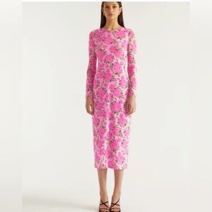 FROM FUTURE Floral Pink Long Sleeve Dress